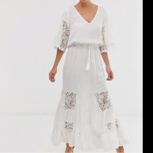 Boohoo White Lace Maxi Dress